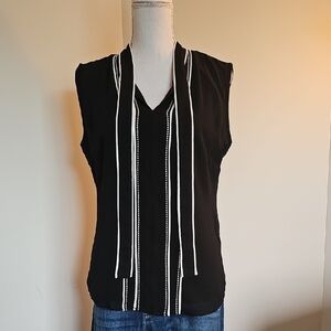 White House Black Market Black Top with White Accents